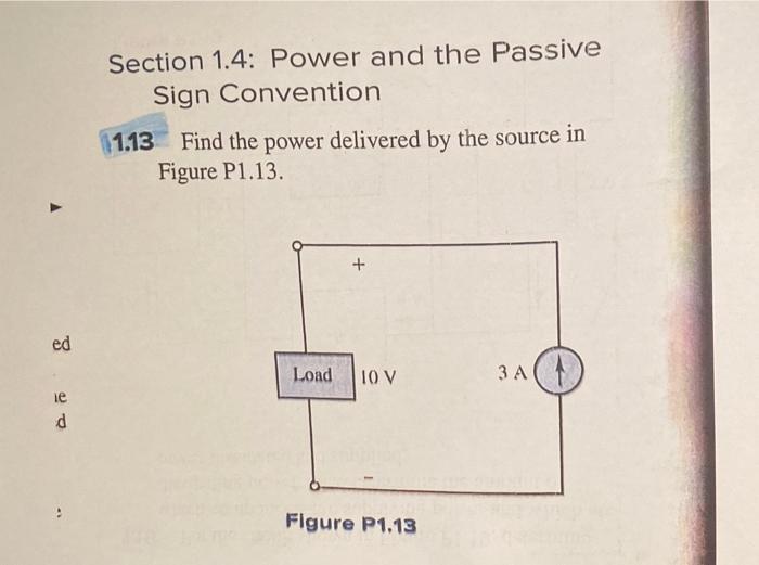 Solved Section 1.4 Power and the Passive Sign Convention