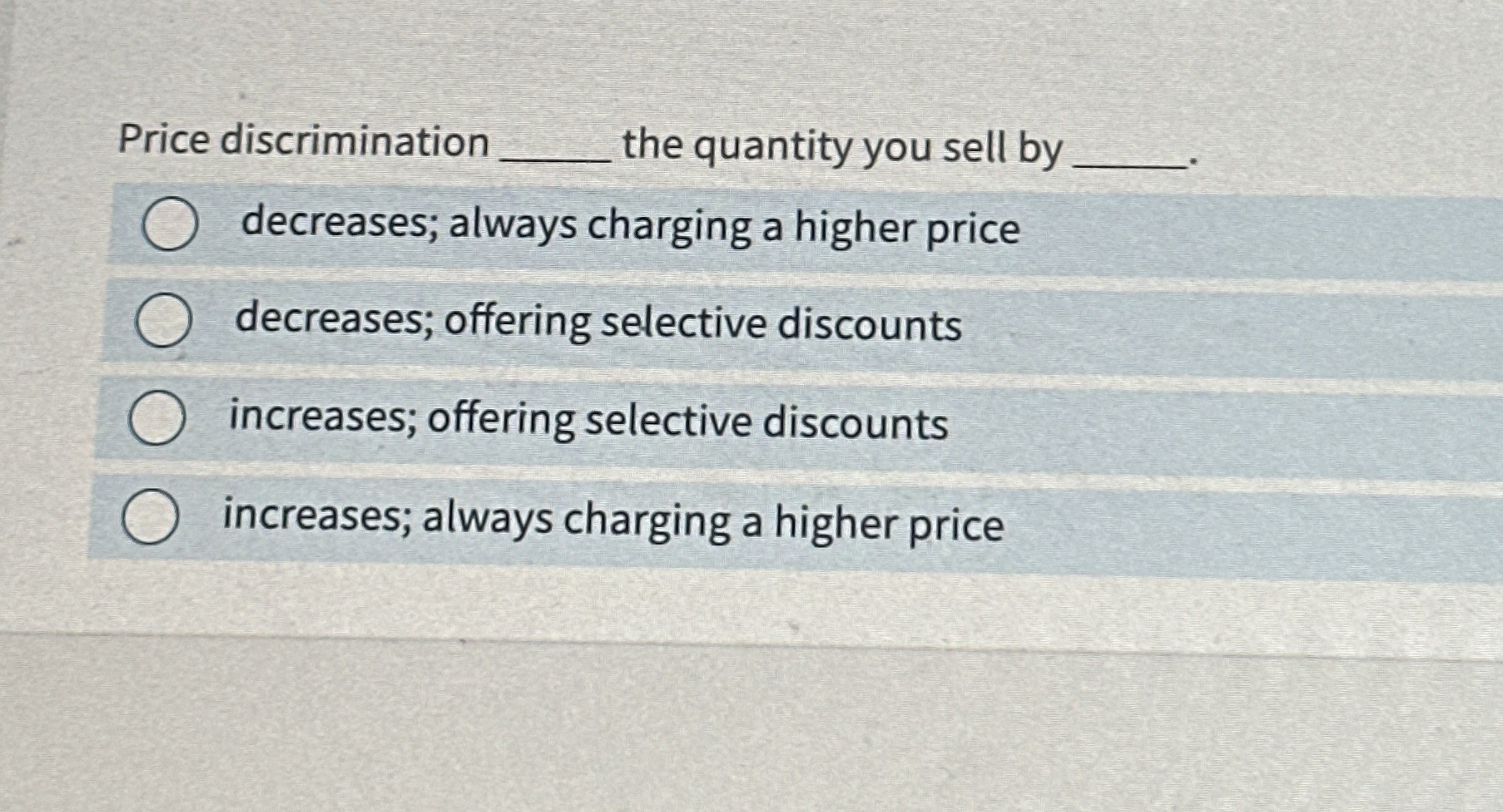 Solved Price discrimination q, ﻿the quantity you sell by | Chegg.com