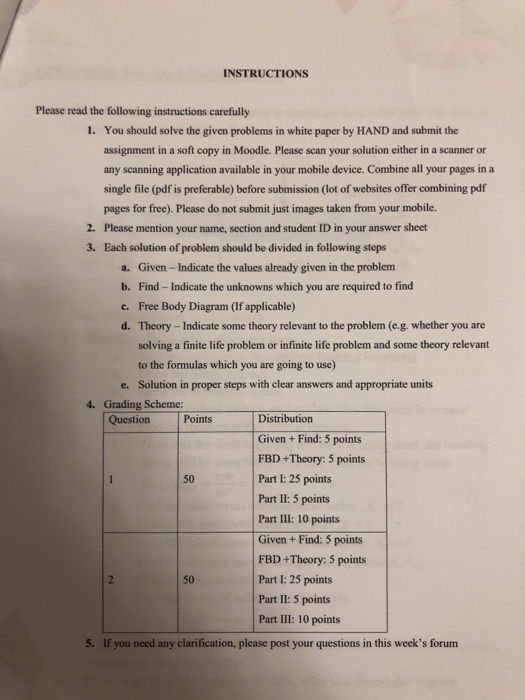 Solved INSTRUCTIONS Please Read The Following Instructions | Chegg.com