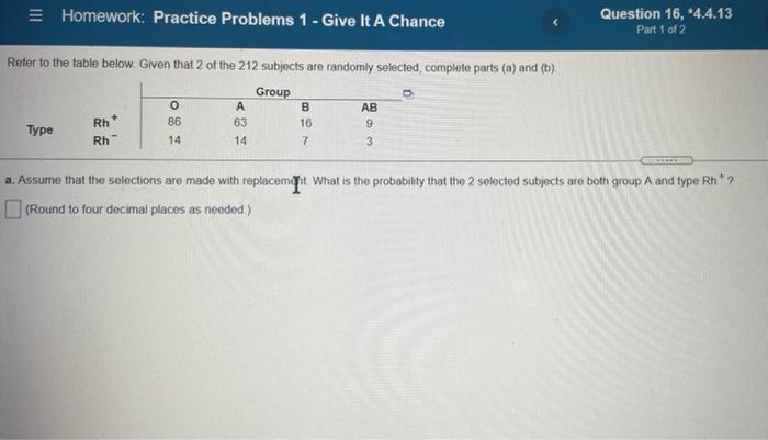 Solved = Homework: Practice Problems 1 - Give It A Chance | Chegg.com
