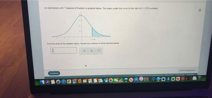 Solved At distribution with 7 degrees of freedom is graphed | Chegg.com