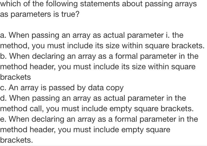 Solved which of the following statements about passing | Chegg.com