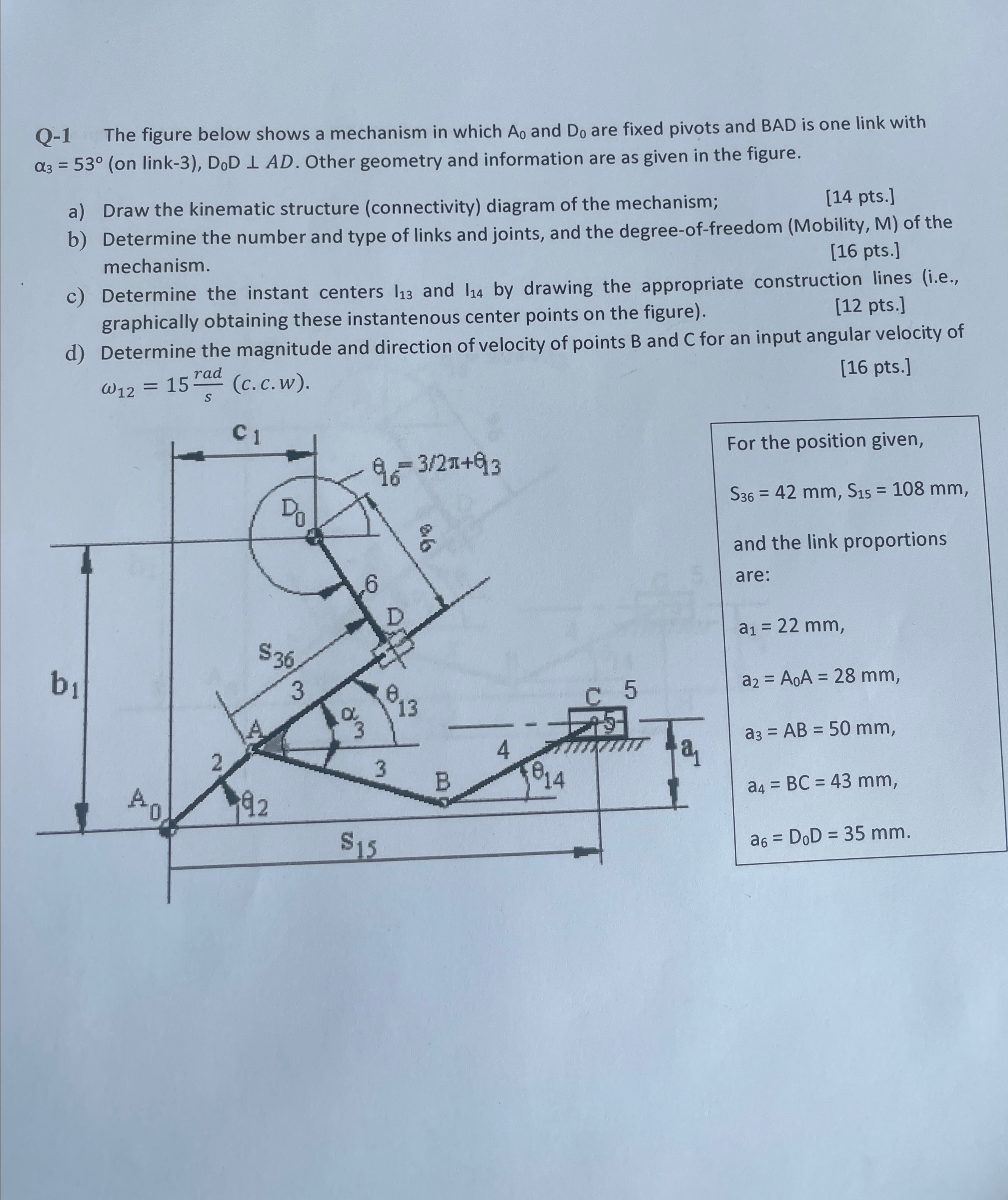 Solved Q-1 ﻿The figure below shows a mechanism in which A0 | Chegg.com