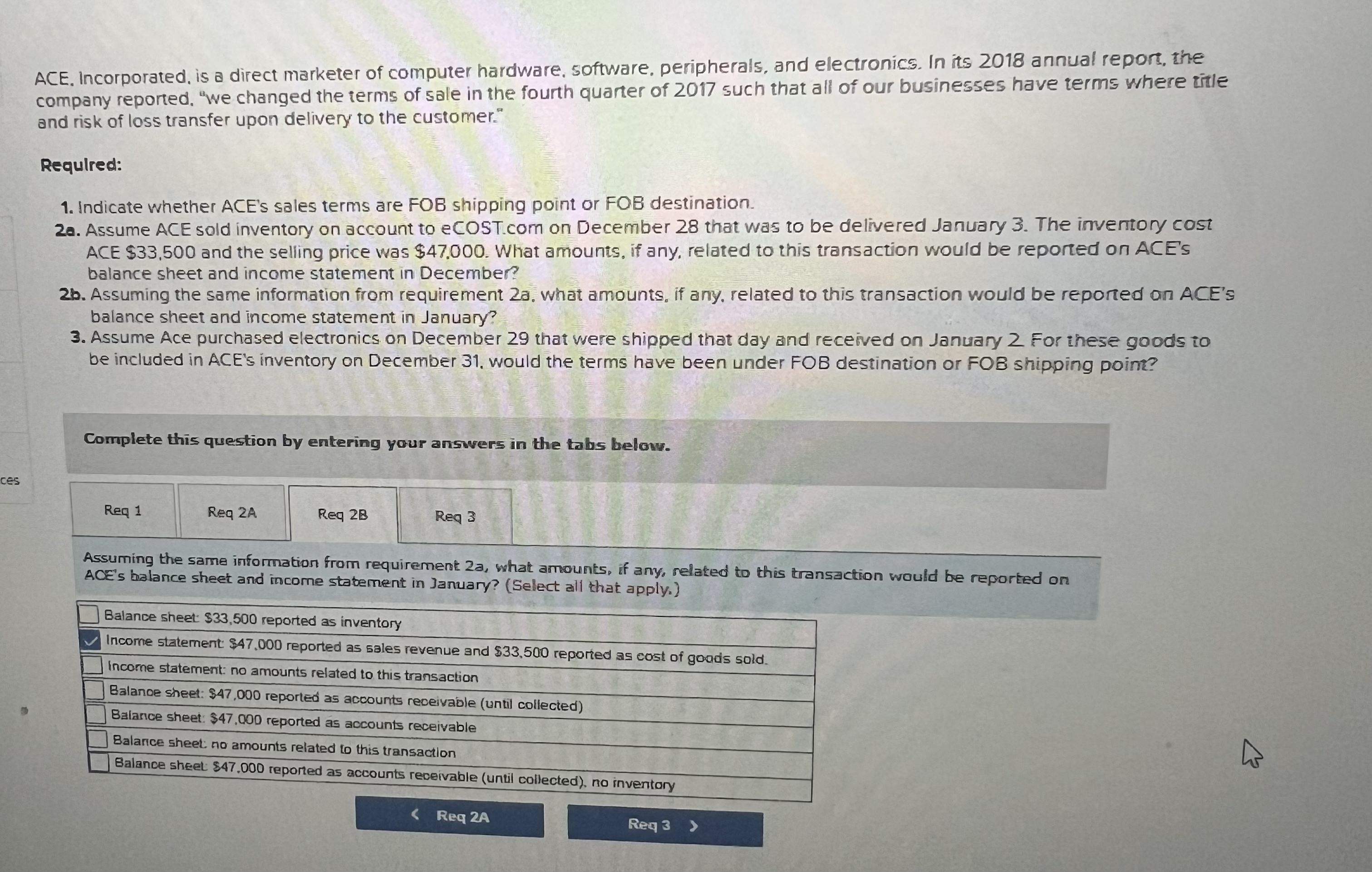 ACE. Incorporated, is a direct marketer of computer