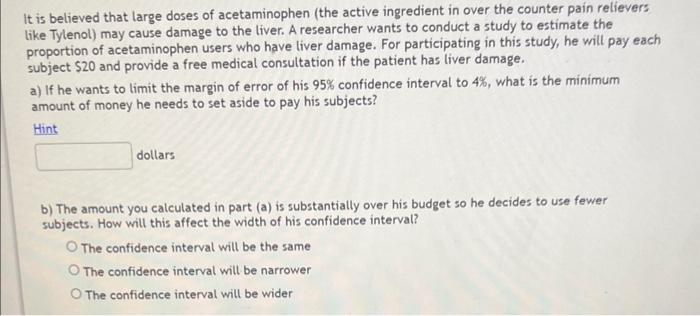 Solved It Is Believed That Large Doses Of Acetaminophen The Chegg Com   Image