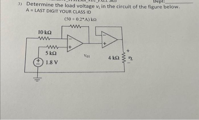 Solved 2023 Dept: 3) Determine the load voltage v, in the | Chegg.com