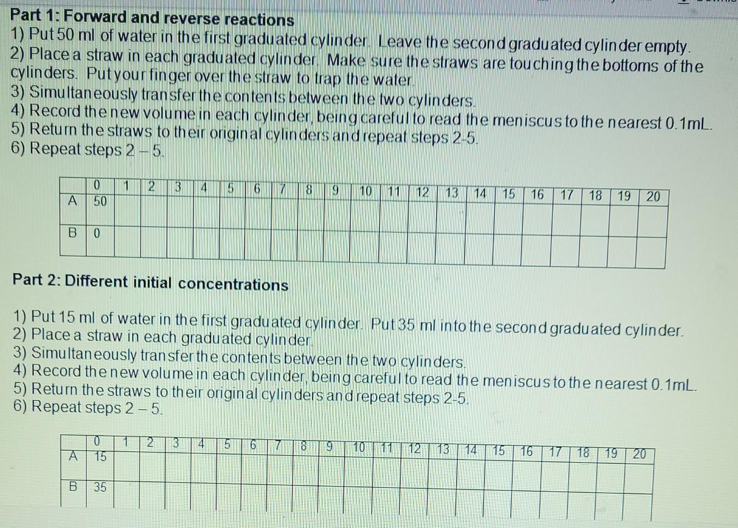 Straw Lab Introduction to Equilibrium Background