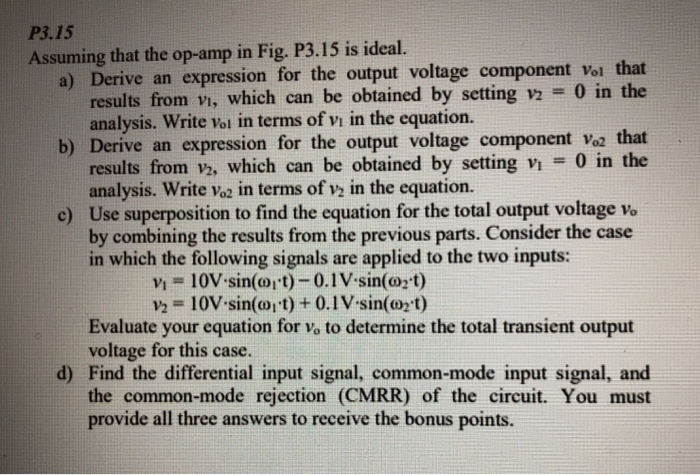 Solved P3.15 Assuming that the op-amp in Fig. P3.15 is | Chegg.com
