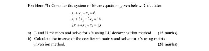 Solved Problem \#1: Consider the system of linear equations | Chegg.com