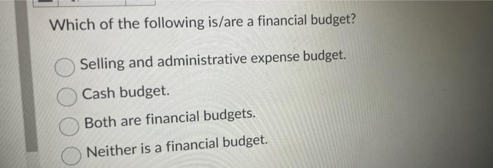 Solved Which Of The Following Is/are A Financial Budget? | Chegg.com