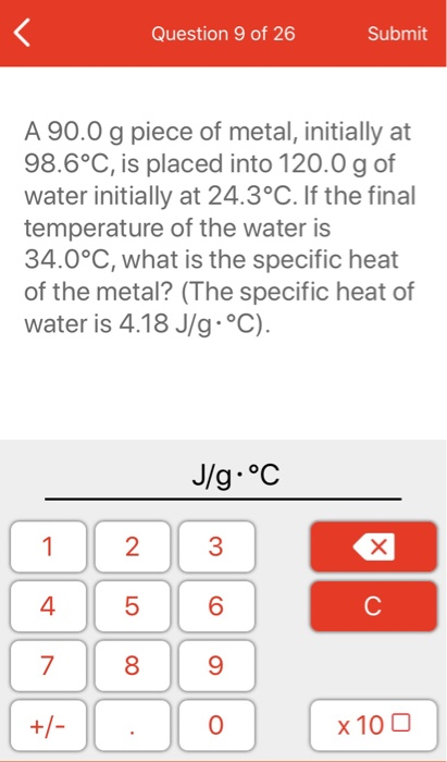 Solved Question 8 Of 26 Submit What Is The Specific Hea Chegg Com