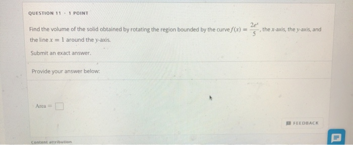 Solved QUESTION 11.1 POINT 2e Find the volume of the solid | Chegg.com