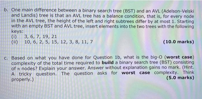 Solved b. One main difference between a binary search tree | Chegg.com