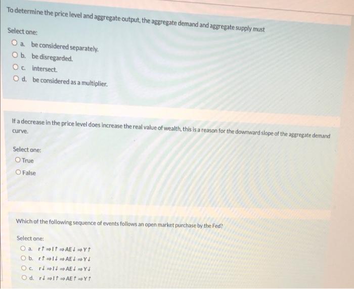 Solved To determine the price level and aggregate output, | Chegg.com