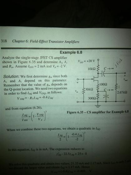 Solved Analyze The Single Stage Jfet Cs Amplifier Shown In 0358