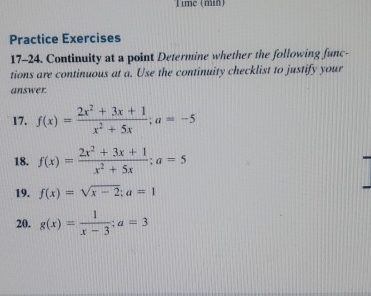 Solved Practice Exercises17-24. ﻿Continuity at a point | Chegg.com