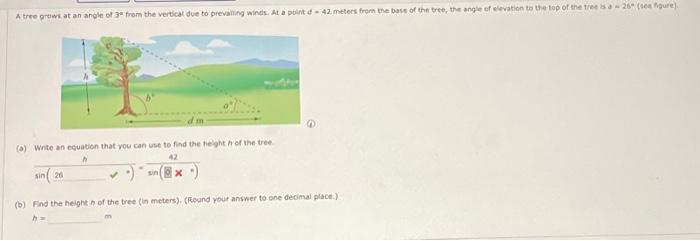 Solved A tree grows at an angle of 3° from the vertical due | Chegg.com