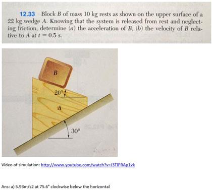 Block B of mass 10 kg rests as shown on the upper | Chegg.com