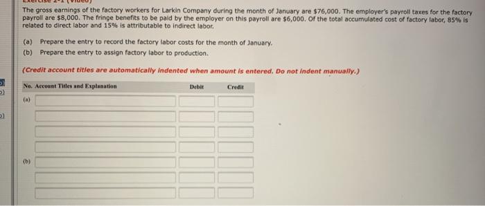 Solved The Gross Earnings Of The Factory Workers For Larkin | Chegg.com