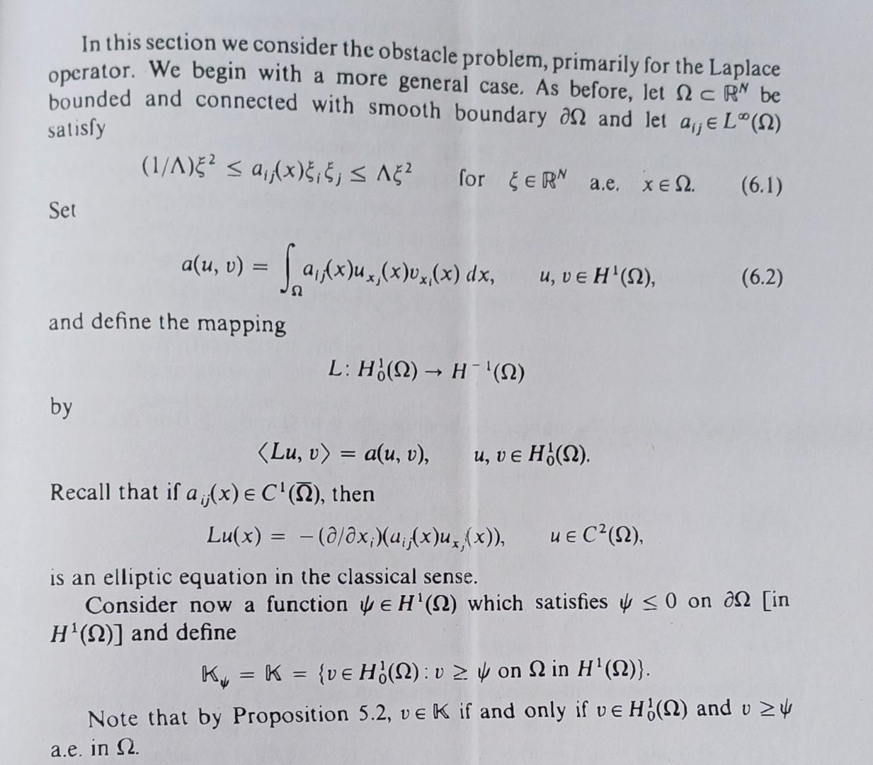 In this section we consider the obstacle problem, | Chegg.com