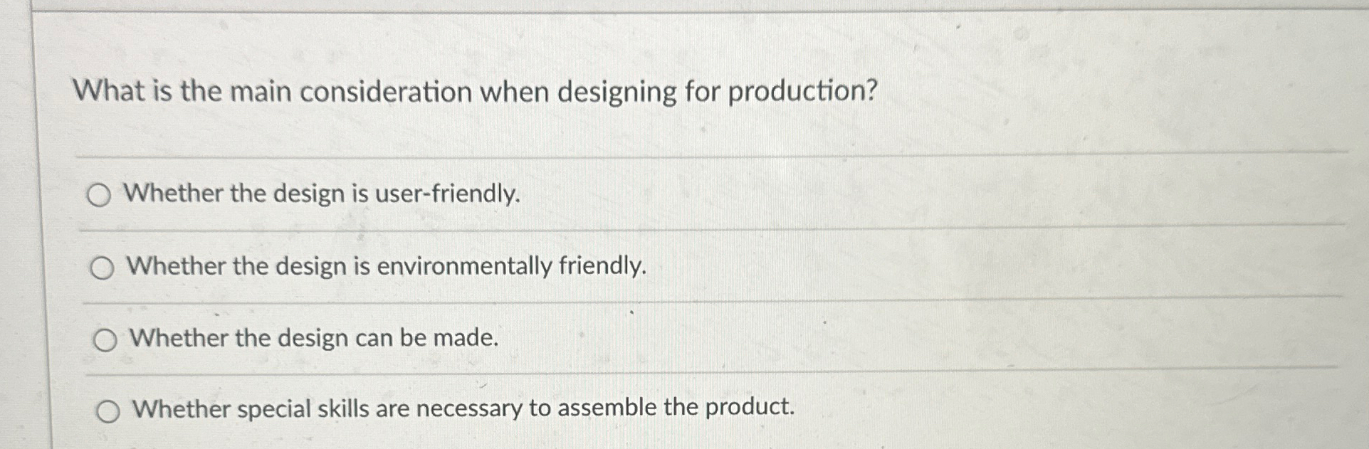 Solved What is the main consideration when designing for | Chegg.com