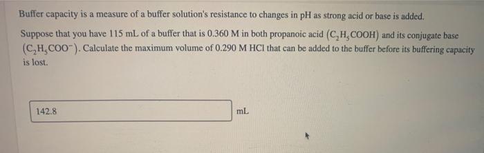 Solved Buffer capacity is a measure of a buffer solution's | Chegg.com