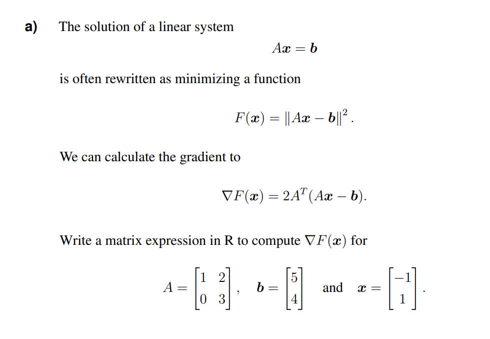 solved options [is Images High Quality Grahic Solved a) The solution of a linear systemAx=bis often | Chegg.com