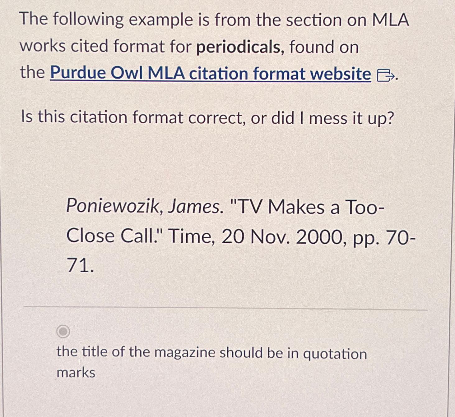 Mla deals citation owl