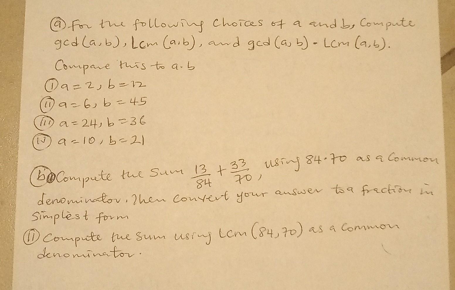 Solved (a) For The Following Choices Of A And B, Compute | Chegg.com