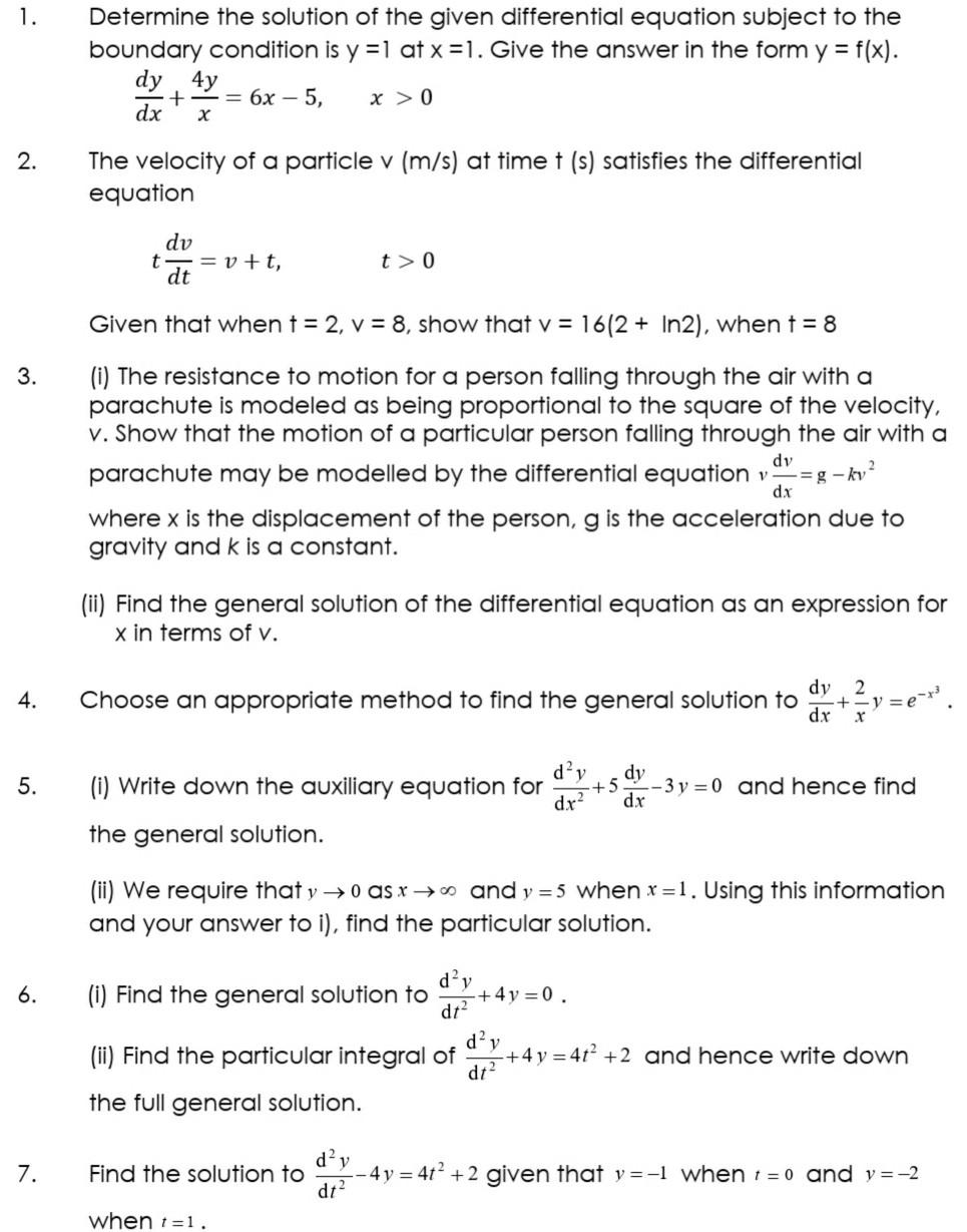 Solved 1. Determine the solution of the given differential | Chegg.com