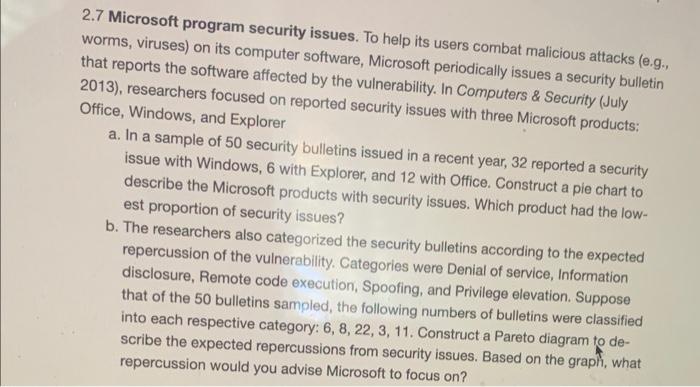 Solved 2.7 Microsoft program security issues. To help its | Chegg.com