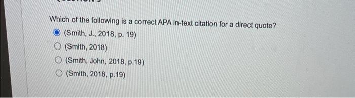 Solved Which of the following is a correct APA in-text | Chegg.com