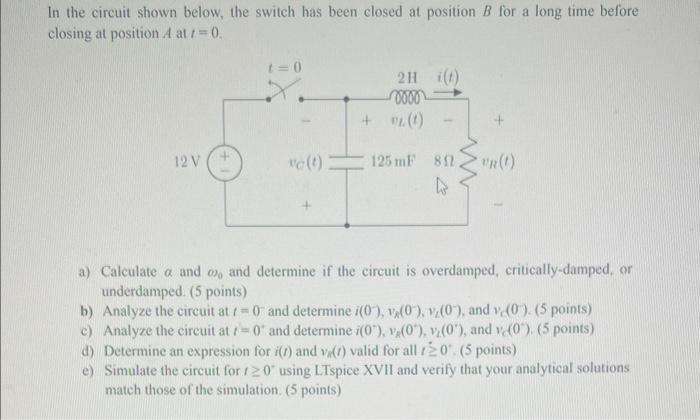 Solved In the circuit shown below, the switch has been | Chegg.com
