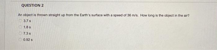 Solved An object is thrown straight up from the Earth's | Chegg.com