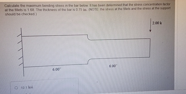 Calculate the maximum bending stress in the bar | Chegg.com