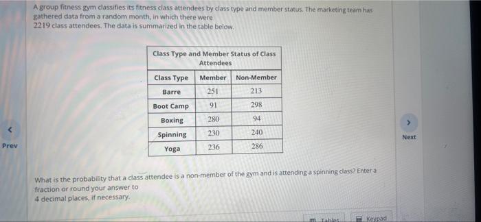 Solved A Group Fitness Gym Classifies Its Fitness Class Chegg