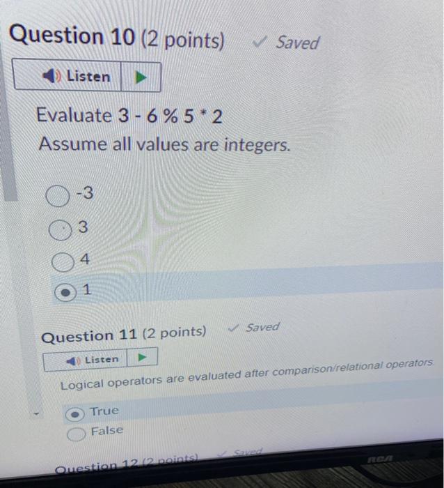 Solved Evaluate 3−6%5∗2 Assume all values are integers. −3 3 | Chegg.com