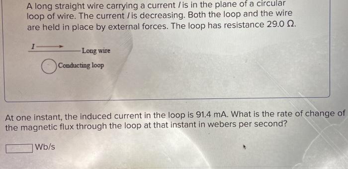 Solved A long straight wire carrying a current /is in the | Chegg.com