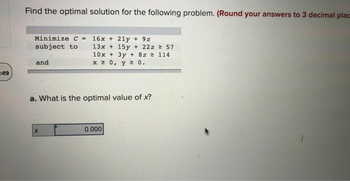 Solved Find the optimal solution for the following problem. | Chegg.com