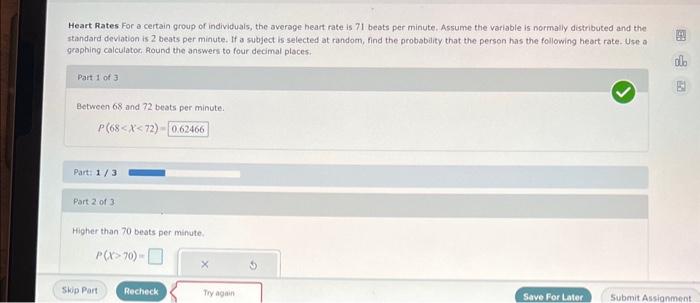 Solved Heart Rates for a certain group of individuals, the | Chegg.com