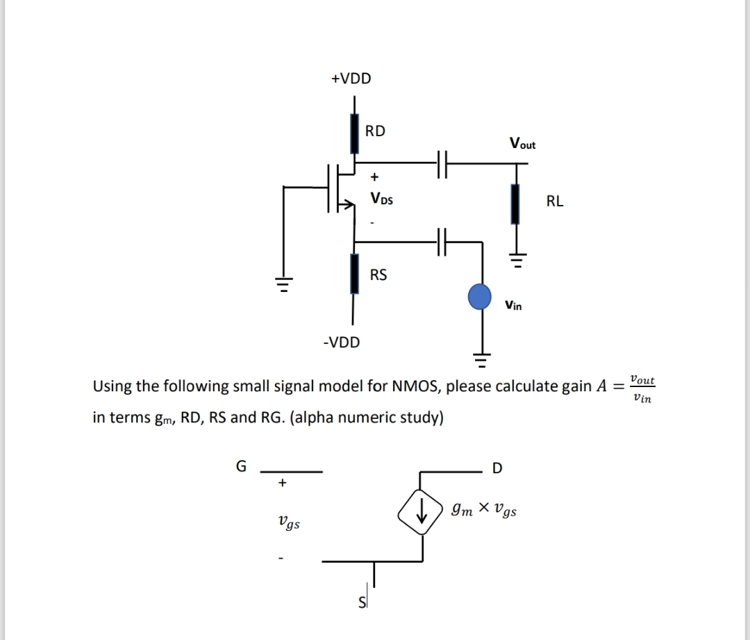Nmos Small Signal Example Solved Using the following small signal model for NMOS, | Chegg.com