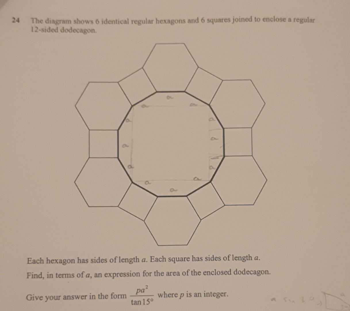 Solved 24 The Diagram Shows 6 Identical Regular Hexagons And | Chegg.com