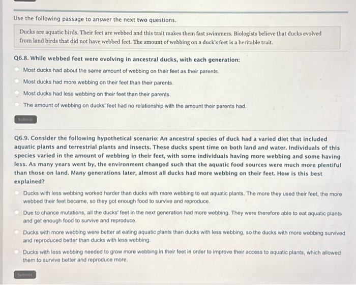 Solved Use the following passage to answer the next two | Chegg.com