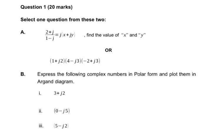 Solved Question 1 20 Marks Select One Question From These