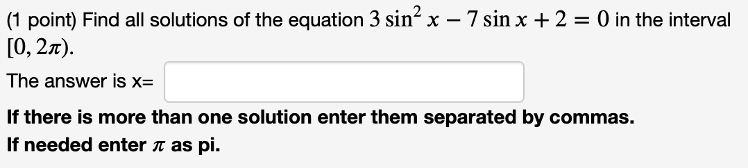 Solved ( 1 ﻿point) ﻿Find all solutions of the equation | Chegg.com