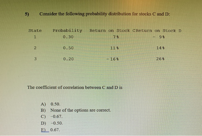 Solved 5) Consider The Following Probability Distribution | Chegg.com