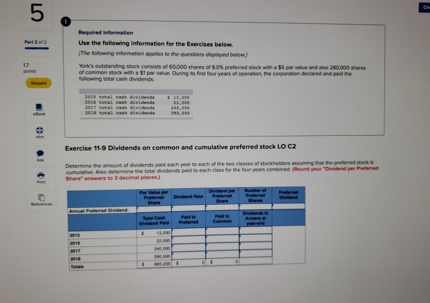 Solved Part 2 of 2 Required information Use the following | Chegg.com