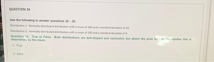 Solved QUESTION 34 Use the following to answer questions | Chegg.com