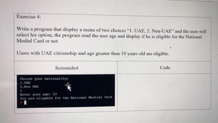 Solved Exercise 4: Write a program that display a menu of | Chegg.com