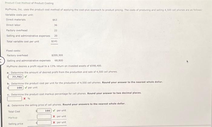 Solved Product Cost Method of Product Costing MyPhone, Inc. | Chegg.com